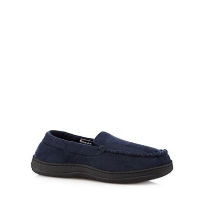 Navy 'Thinsulate' moccasin slippers